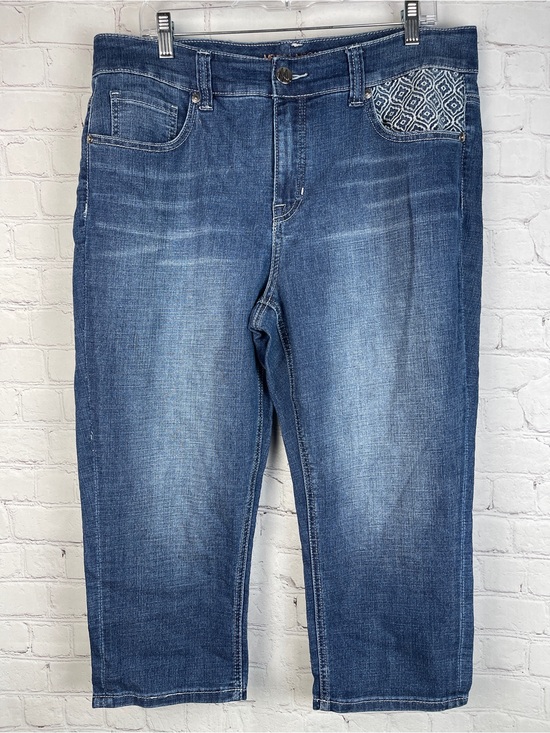 Melissa McCarthy Seven7 Denim - MELISSA MCCARTHY SEVEN7 slimming cropped blue jeans embroidered pockets size 16W